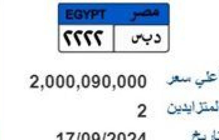 دبس بـ 2 مليون جنيه.. لوحات معدنية جديدة تدخل المنافسة (صور)